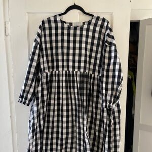 Oversized Black and White Checkered Gingham Dress